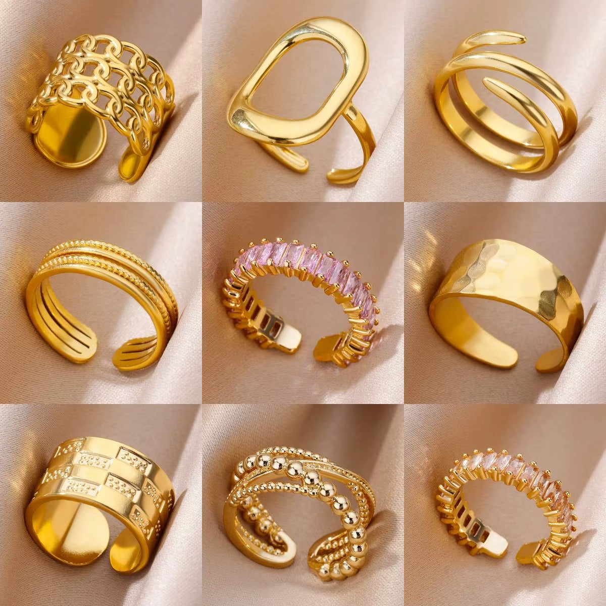 Anillos de acero inoxidable 316L para mujer, Color dorado, nunca se decolora, anillos clásicos de lujo, anillos de boda para parejas, joyería
