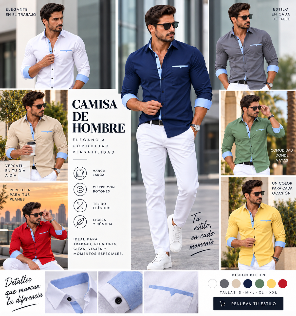 Camisa de Hombre de Manga Larga – Elegante, Casual y Versátil