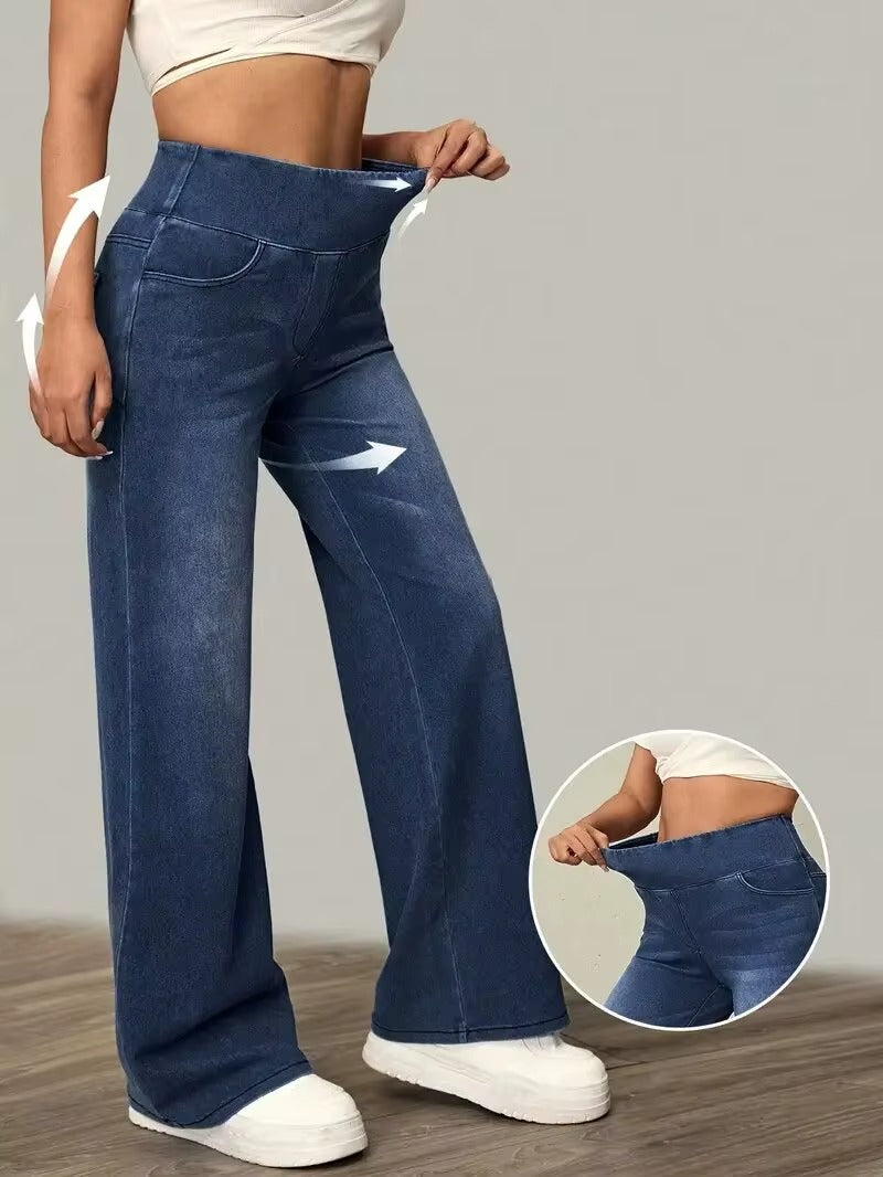 Pantalones de mezclilla de pierna ancha