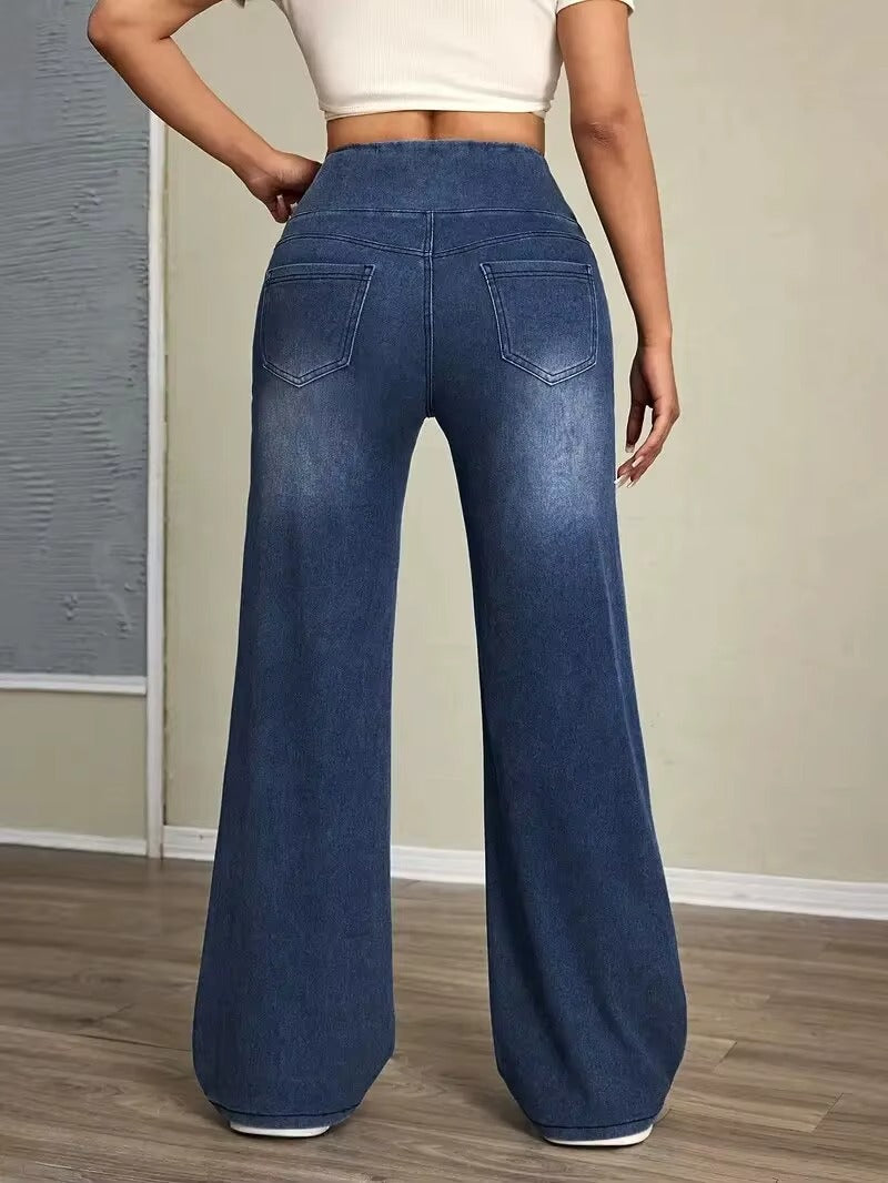 Pantalones de mezclilla de pierna ancha