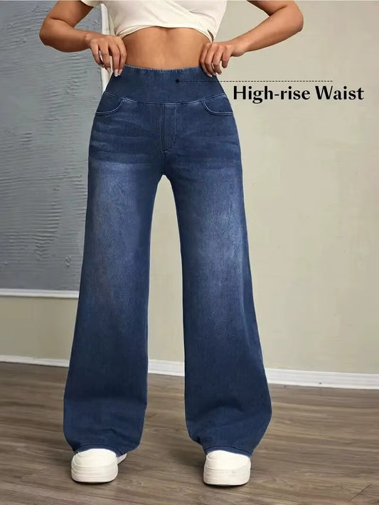Pantalones de mezclilla de pierna ancha