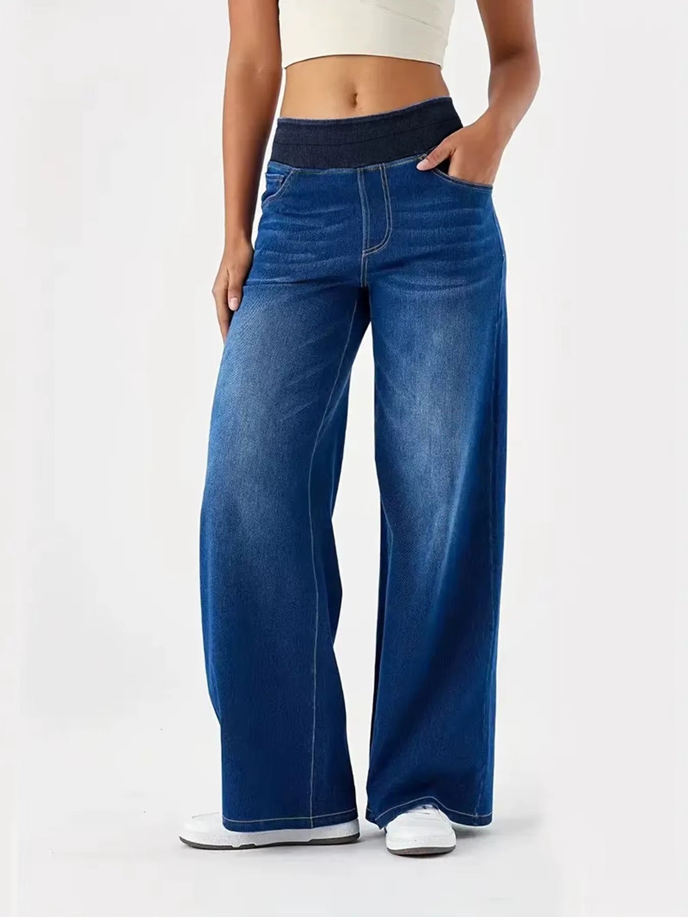 Pantalones de mezclilla de pierna ancha