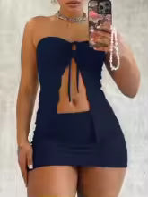 Conjunto de dos piezas de falda y top de tubo
