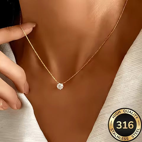 Collar de acero inoxidable chapado en oro y plata para mujer