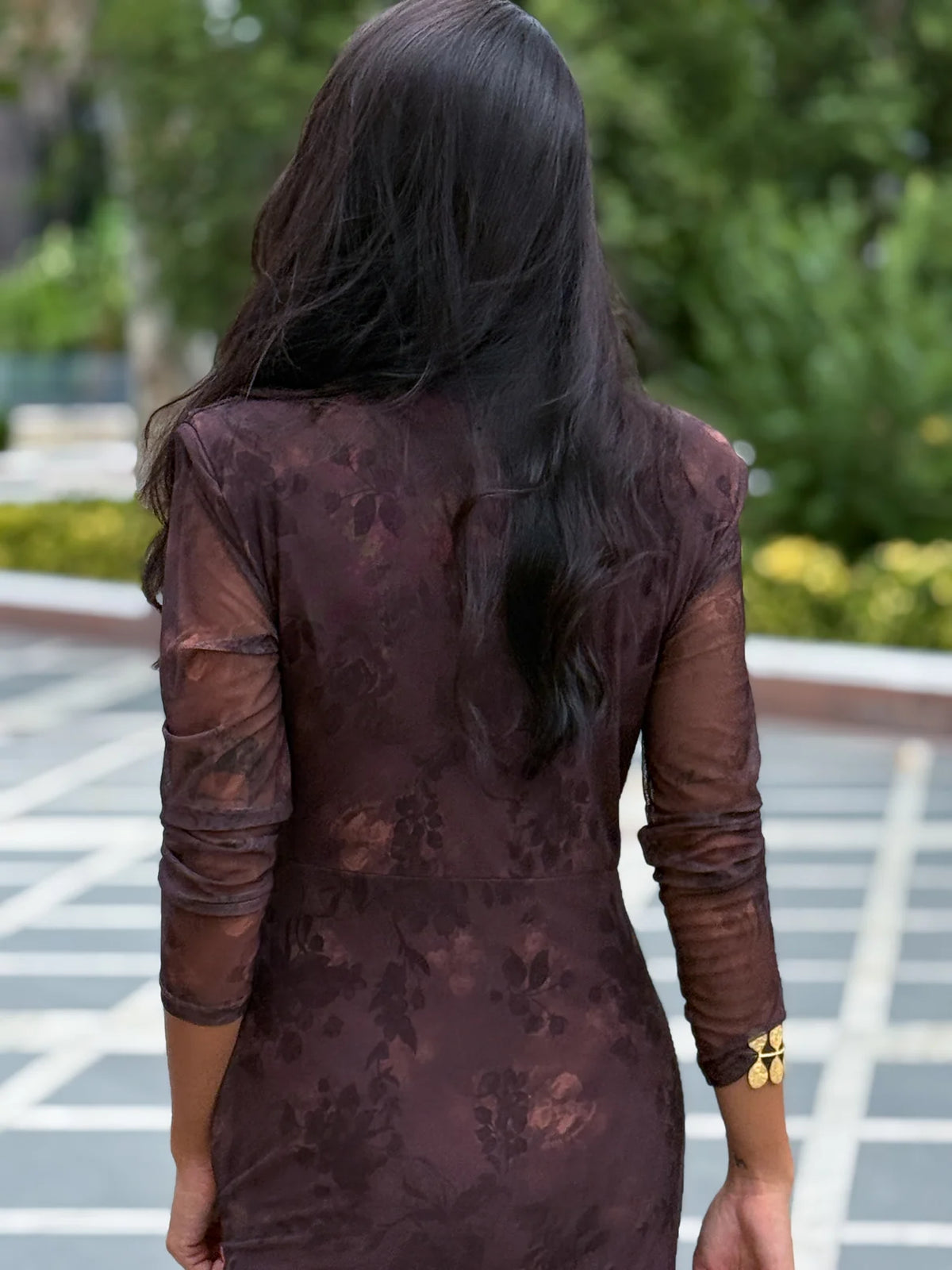 Vestido Margot | Midi Drapé en Malla Chocolate